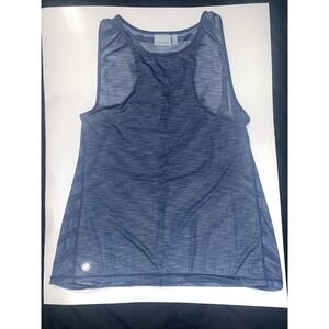 Athleta Tank Top Size Medium Chevron Back Blue/Gray Mesh Transparent Backing